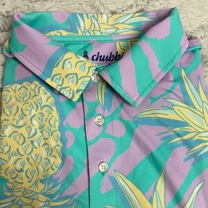 Chubbies Men's Tropical Pineapple Print Shirt - Purple and Green medium